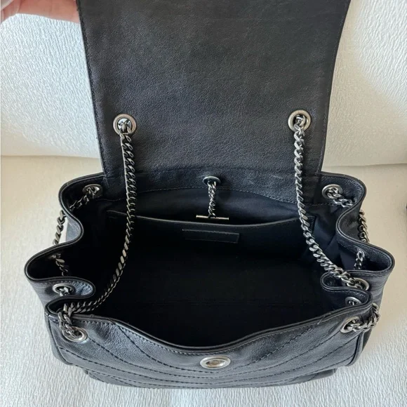 YSL Saint Laurent Nolita Black Grainskin Leather Handbag - Picture 14 of 16